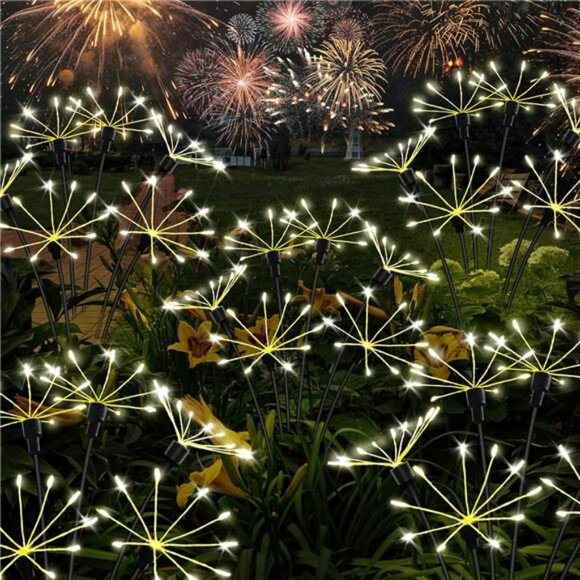 Solar Garden Lights, 2PACK Swaying Twinkling Firework Lights with 2 Modes - Picture 2 of 8